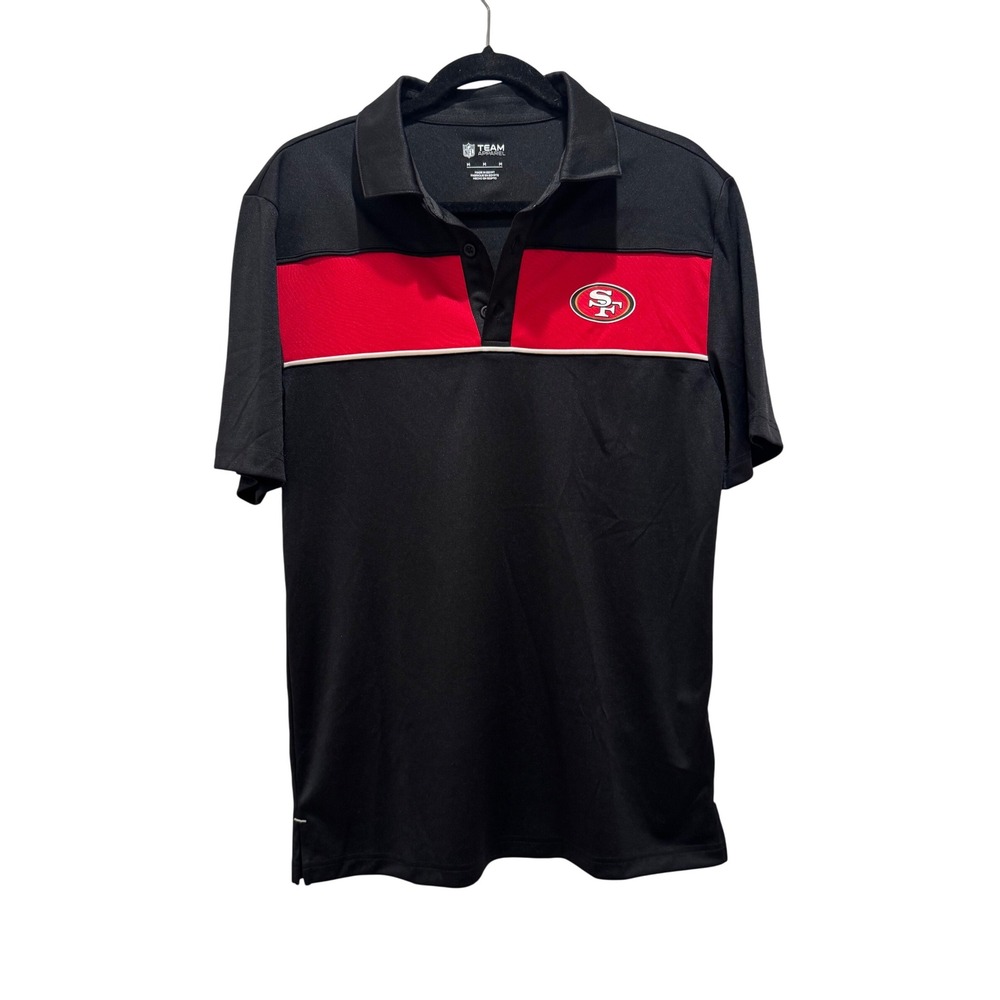 NFL Team Apparel San Francisco 49ers black‎ red Polo Shirt Mens Medium